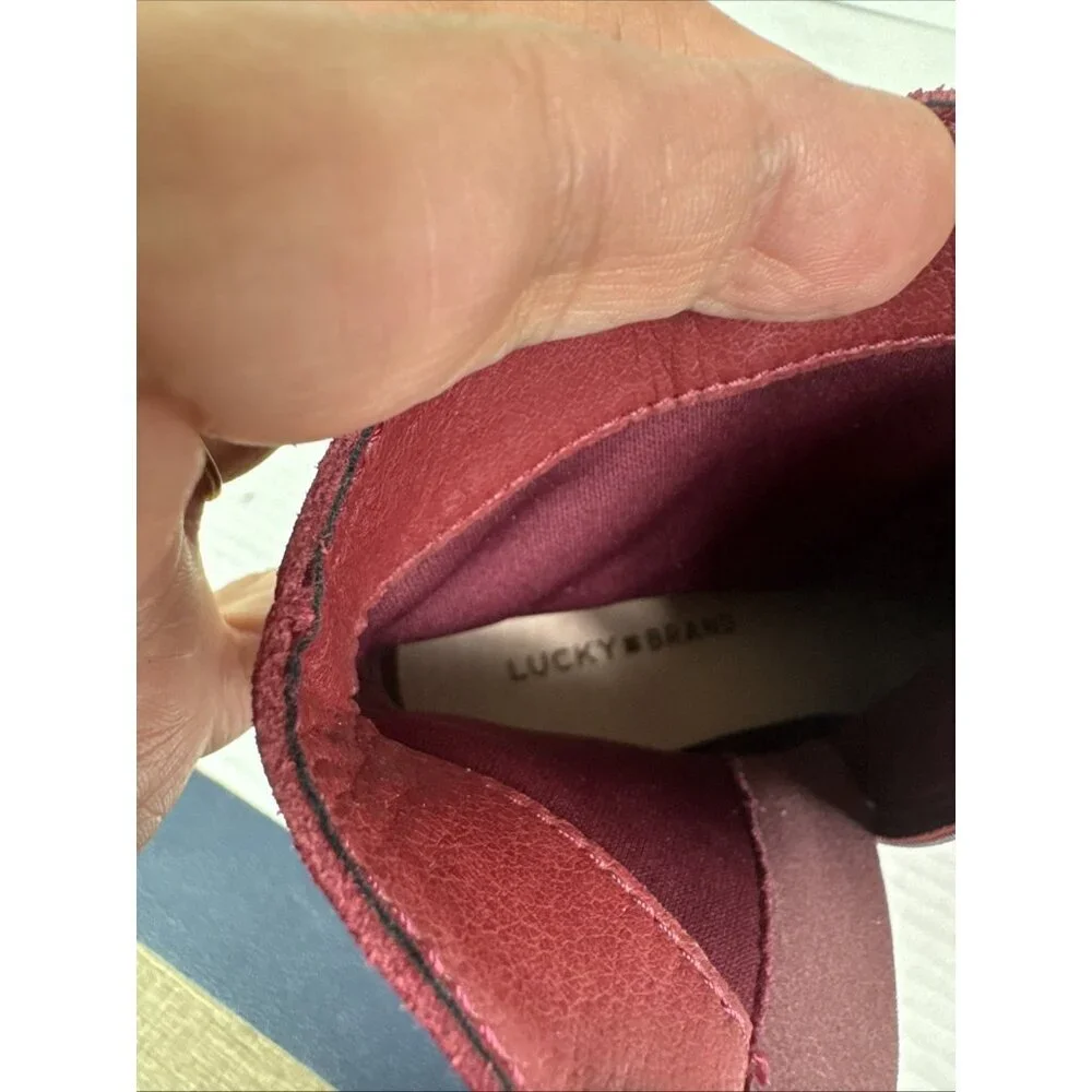 Lucky Brand‎ Women's 6 Suede Ankle Bootie Boot Cranberry Red New/Sample